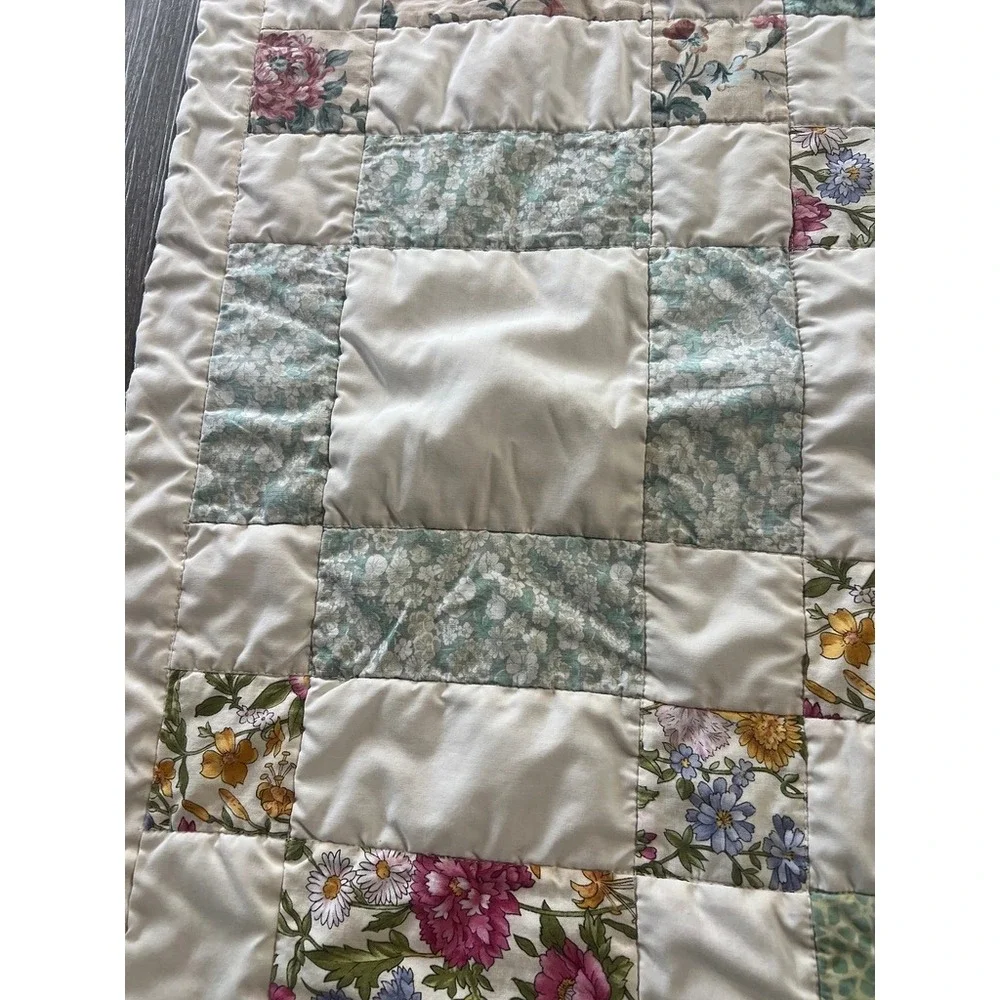 Handmade‎ Patchwork Quilt Crib Blanket Nursery Floral Cottagecore Heirloom Soft